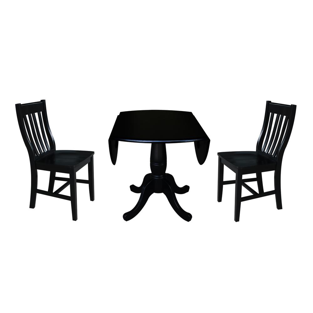 42" Round Top Pedestal Table with 2 Chairs. Picture 2