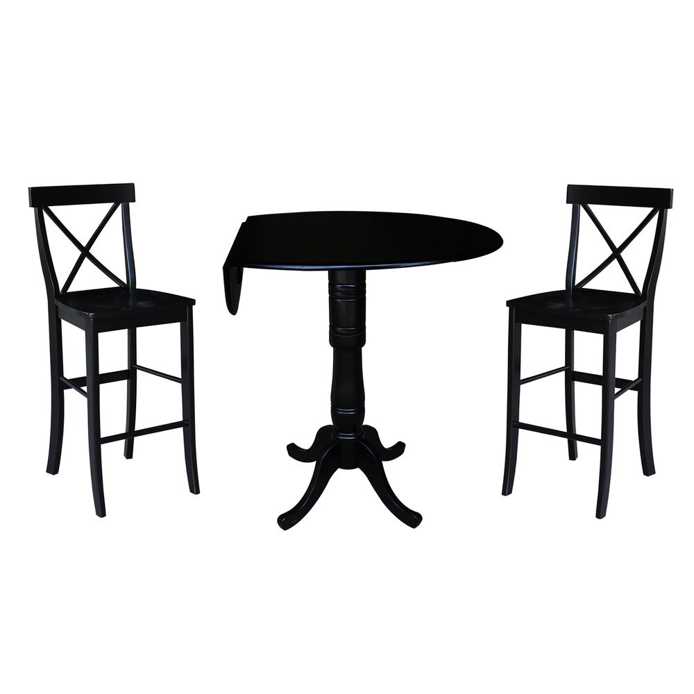 42" Round Pedestal Bar Height Table with 2 Bar Height Stools. Picture 1