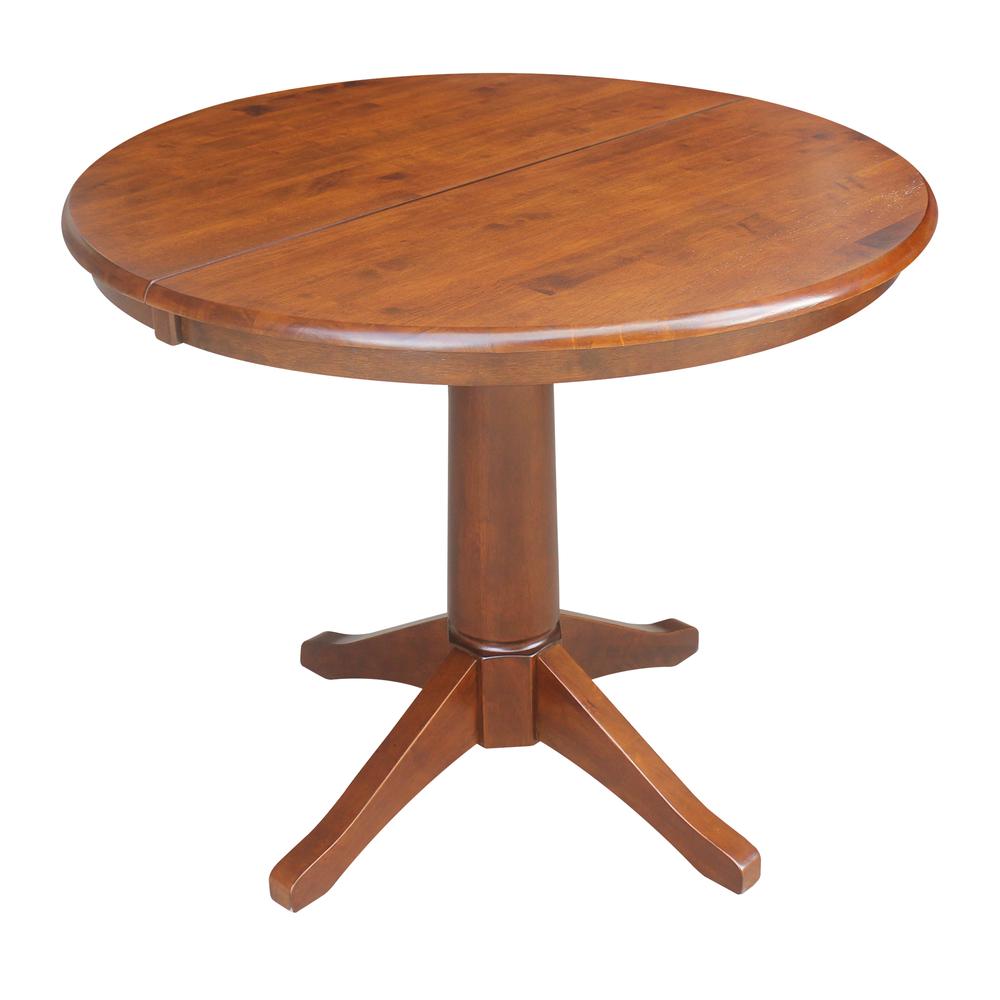 36" Round Top Pedestal Table With 12" Leaf - 28.9"H - Dining Height, Espresso. Picture 26