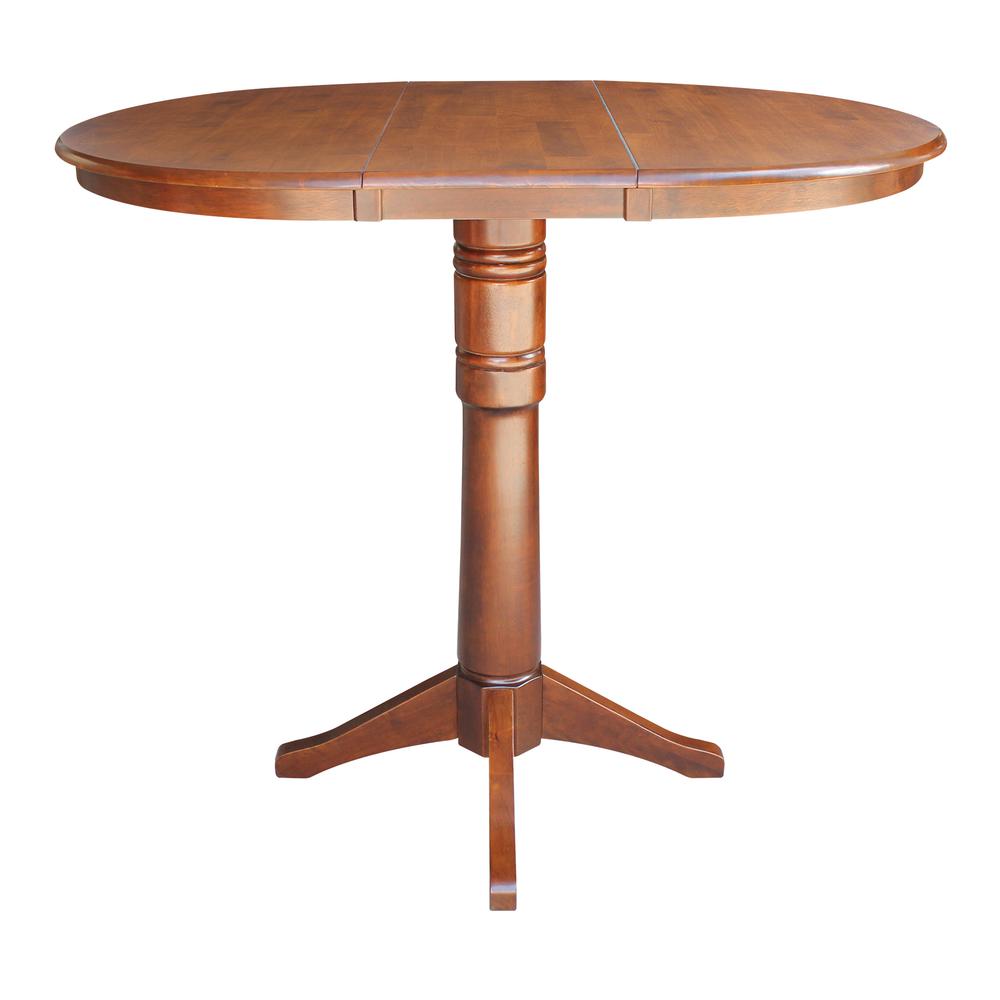 36" Round Top Pedestal Table With 12" Leaf - 28.9"H - Dining Height, Espresso. Picture 16
