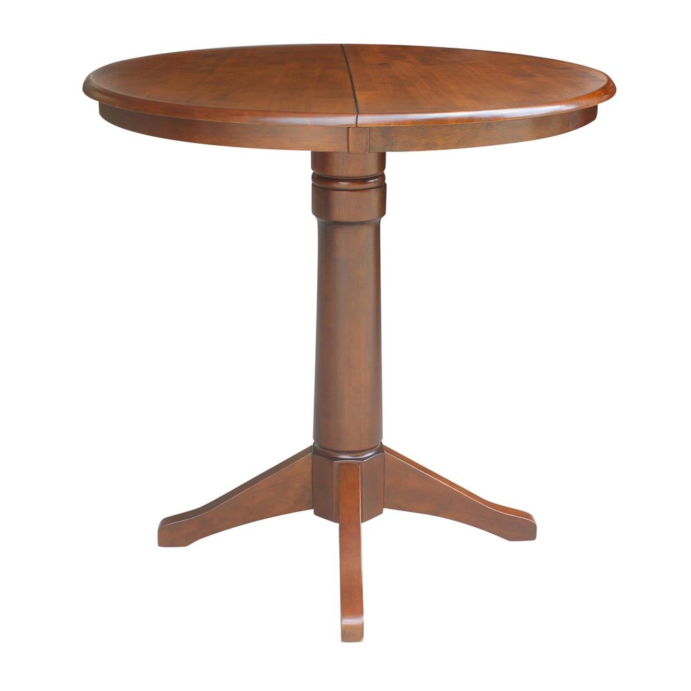 36" Round Top Pedestal Table With 12" Leaf - 28.9"H - Dining Height, Espresso. Picture 10