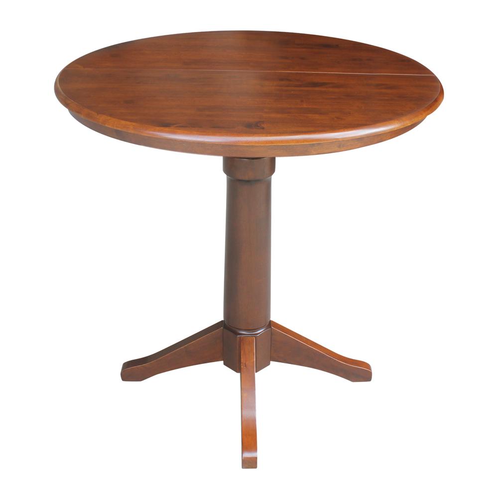 36" Round Top Pedestal Table With 12" Leaf - 28.9"H - Dining Height, Espresso. Picture 12