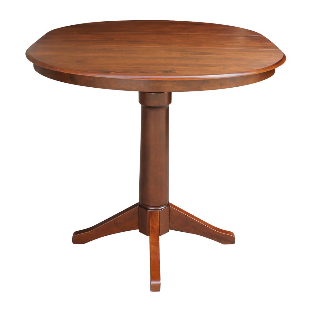 36" Round Top Pedestal Table With 12" Leaf - 28.9"H - Dining Height, Espresso. Picture 11