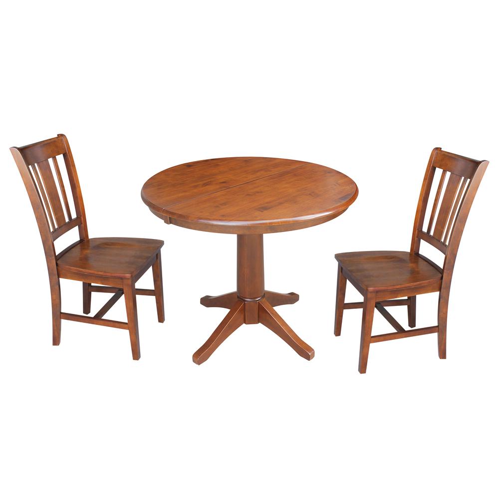36" Round Top Pedestal Table With 12" Leaf - 28.9"H - Dining Height, Espresso. Picture 24