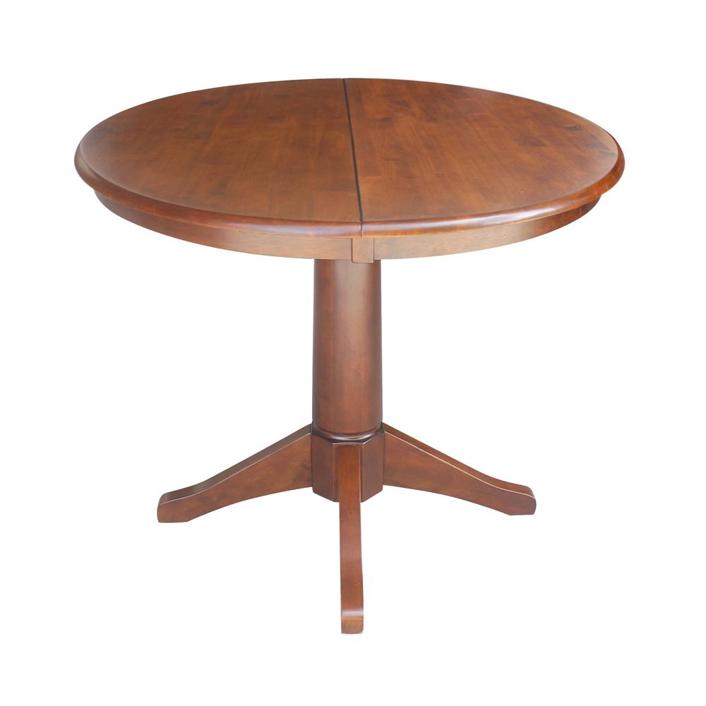 36" Round Top Pedestal Table With 12" Leaf - 28.9"H - Dining Height, Espresso. Picture 3