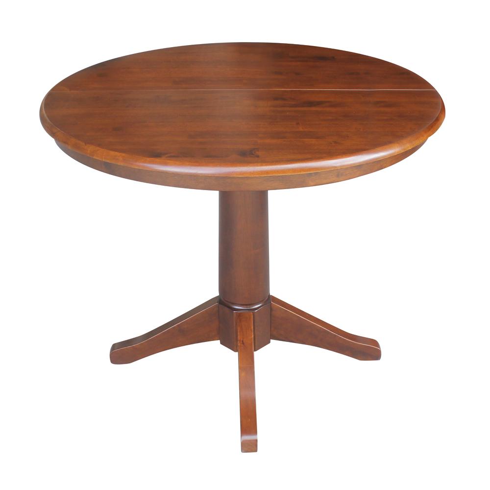 36" Round Top Pedestal Table With 12" Leaf - 28.9"H - Dining Height, Espresso. Picture 5