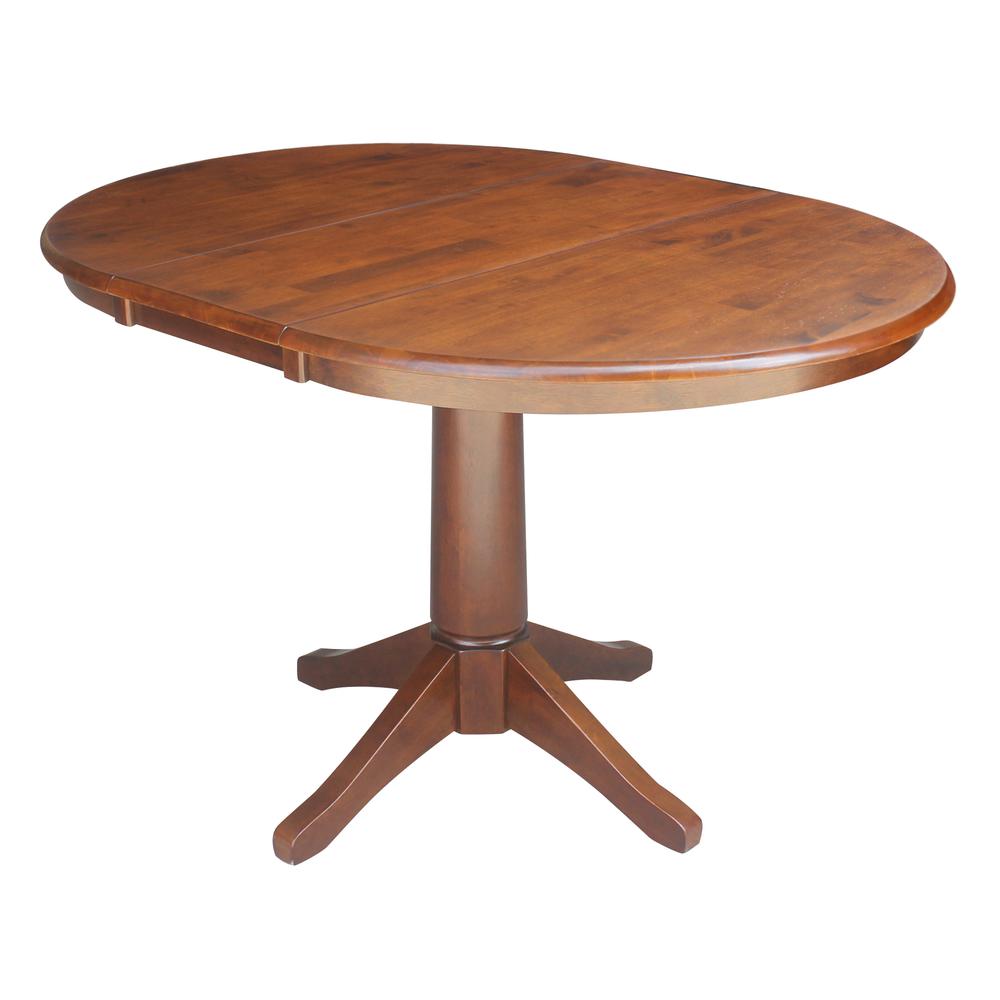 36" Round Top Pedestal Table With 12" Leaf - 28.9"H - Dining Height, Espresso. Picture 7
