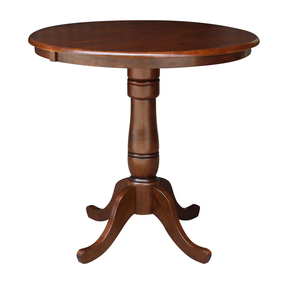 36" Round Top Pedestal Table With 12" Leaf - 34.9"H - Dining or Counter Height, Espresso. Picture 17