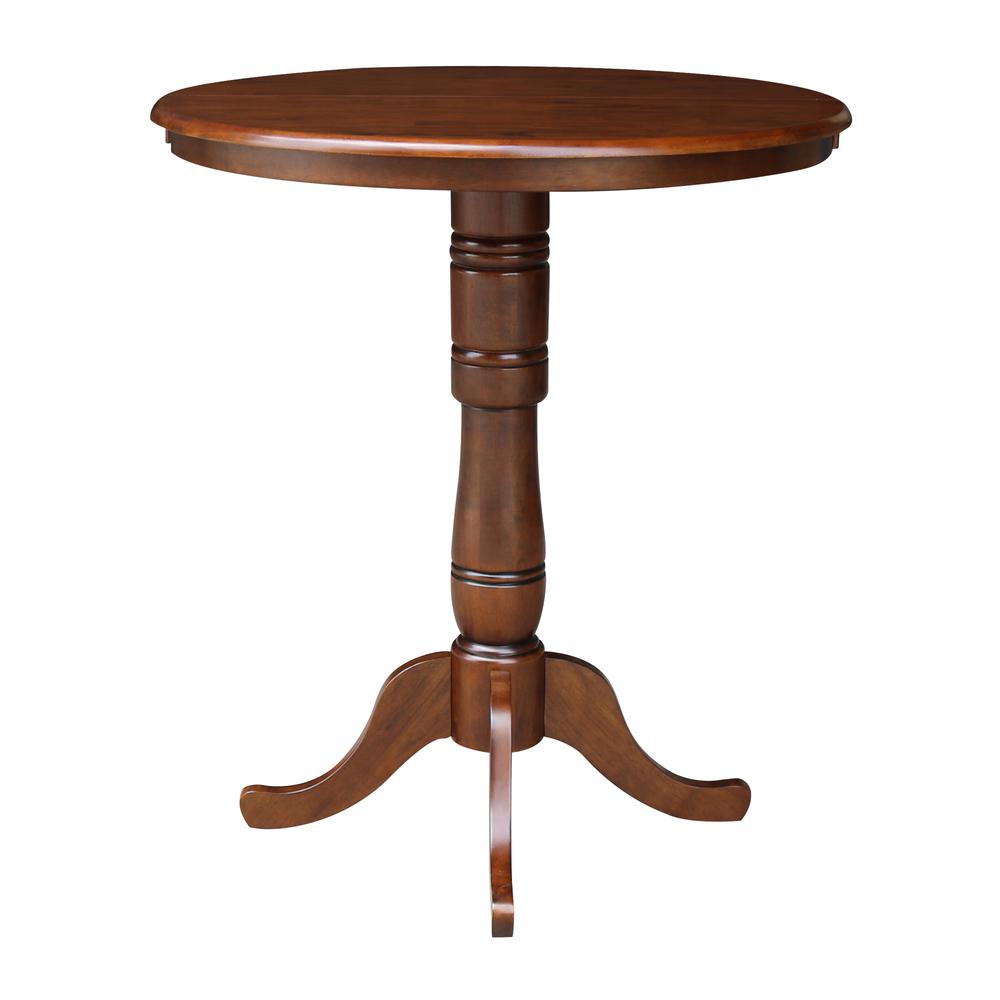 36" Round Top Pedestal Table With 12" Leaf - 34.9"H - Dining or Counter Height, Espresso. Picture 10