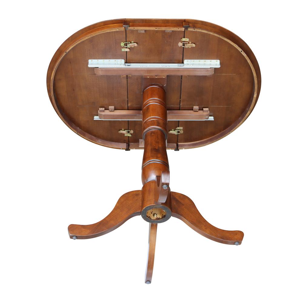 36" Round Top Pedestal Table With 12" Leaf - 34.9"H - Dining or Counter Height, Espresso. Picture 11