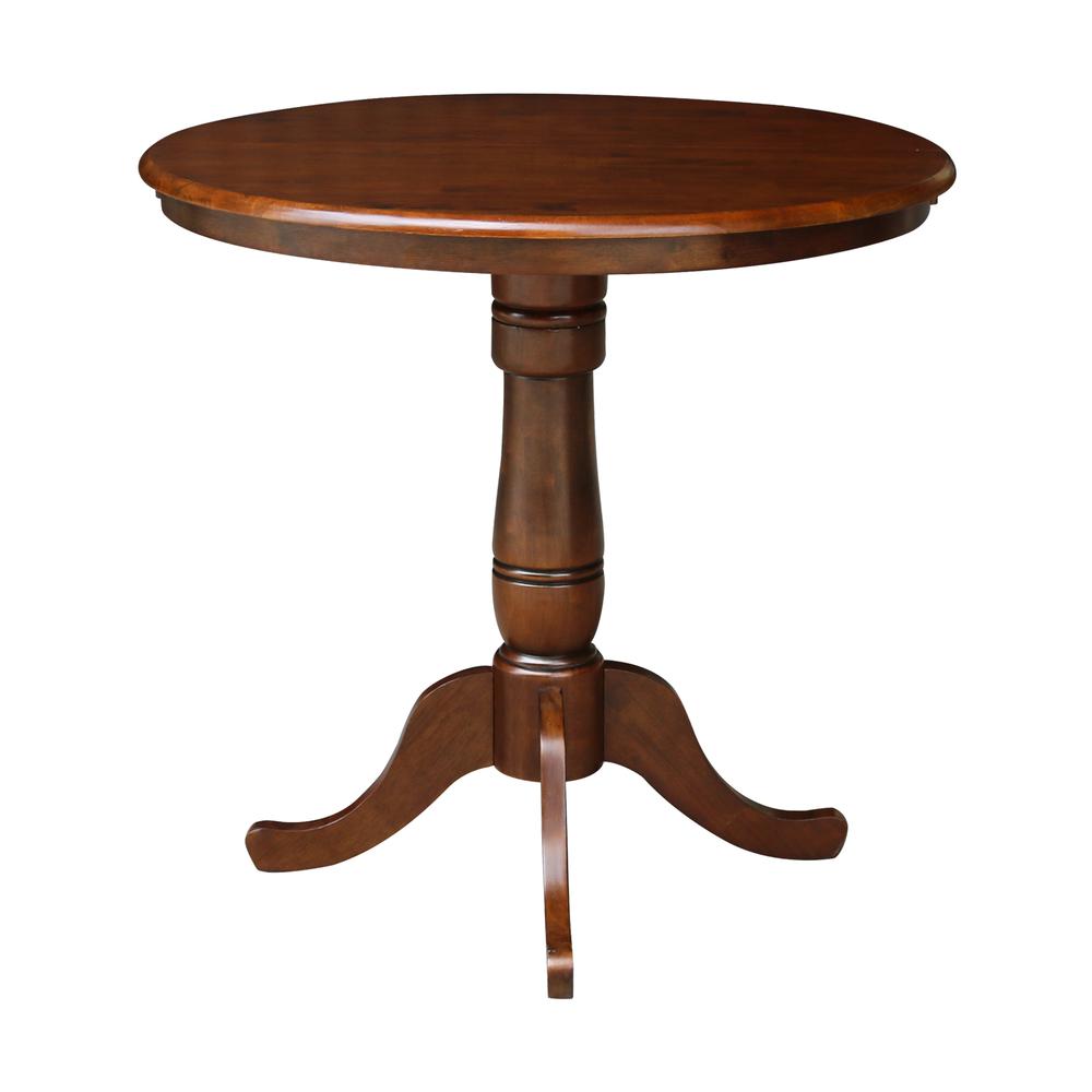 36" Round Top Pedestal Table With 12" Leaf - 34.9"H - Dining or Counter Height, Espresso. Picture 4