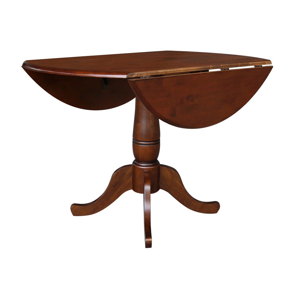 42" Round Top Pedestal Table with Two Chairs, Espresso. Picture 6
