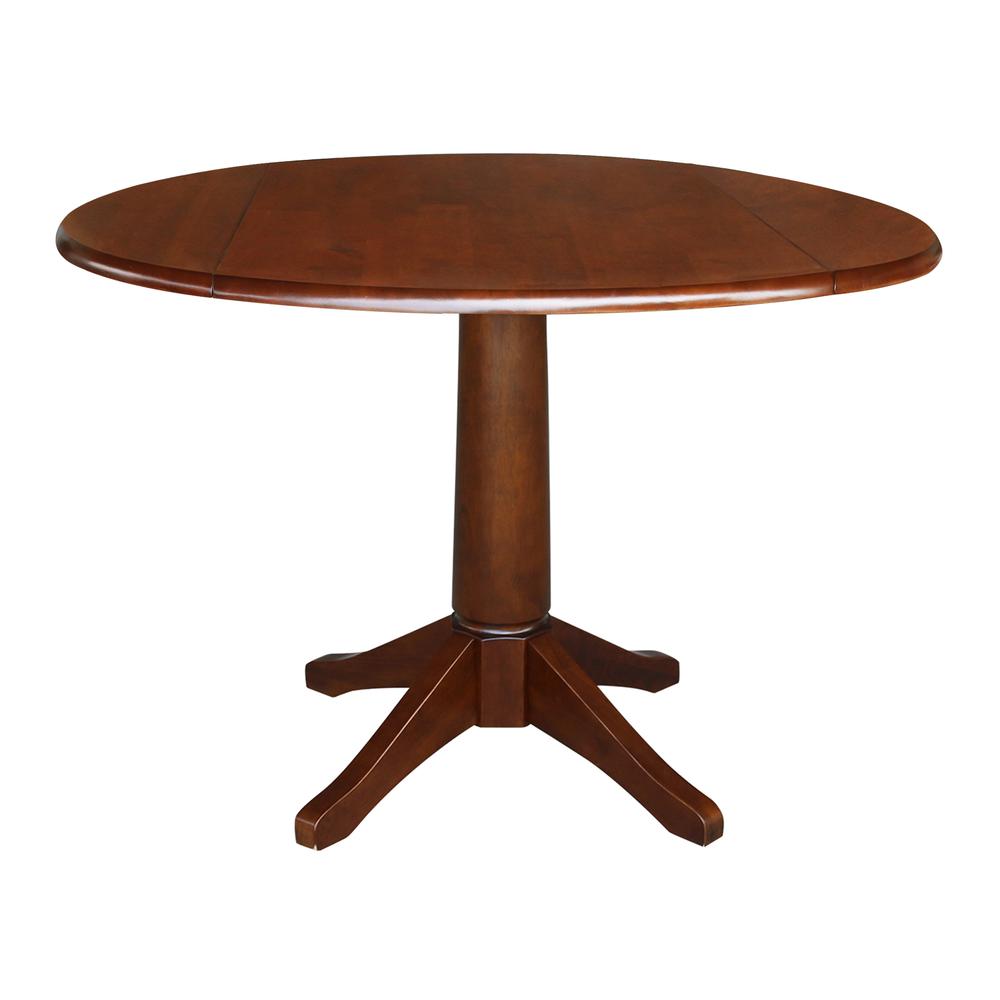 42" Round Top Pedestal Table with Two Chairs, Espresso. Picture 4