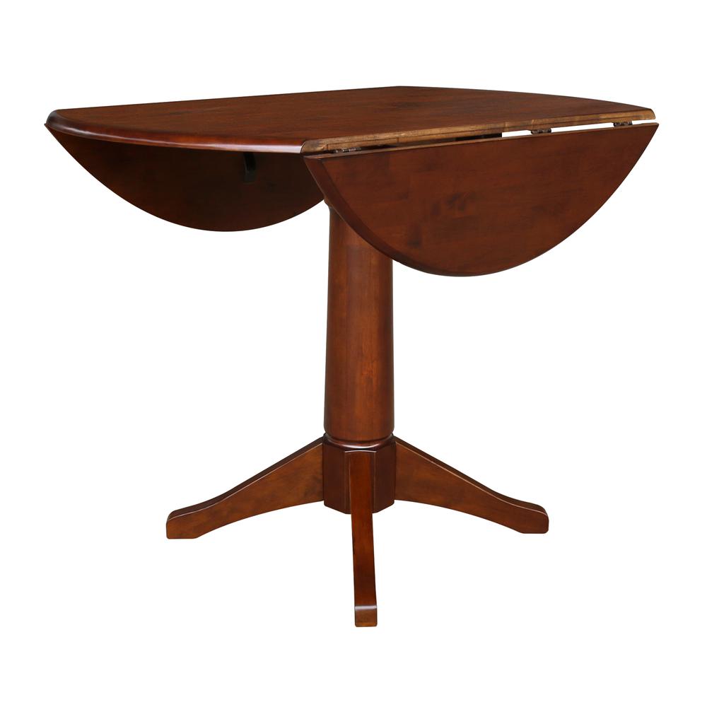 42" Round Top Pedestal Table with Two Chairs, Espresso. Picture 6