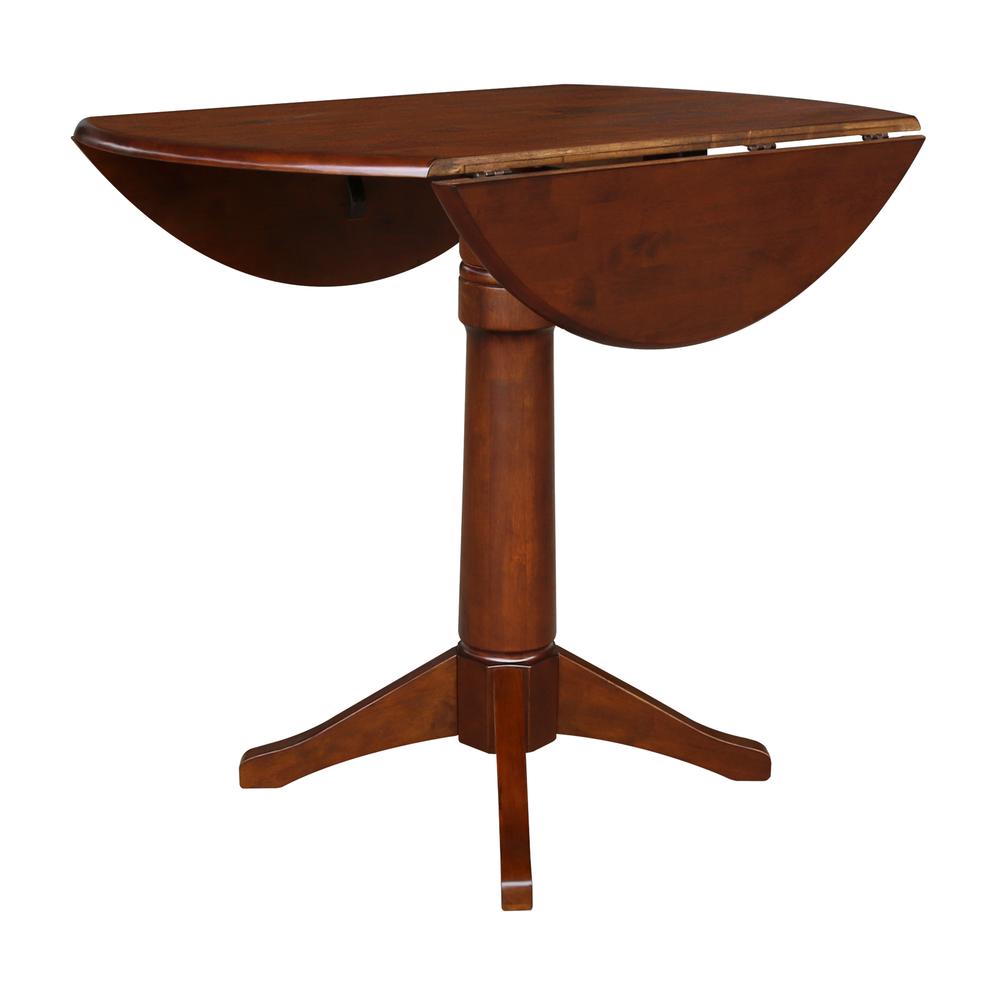 42" Round Pedestal Gathering Height Table with Two Counter Height Stools. Picture 6