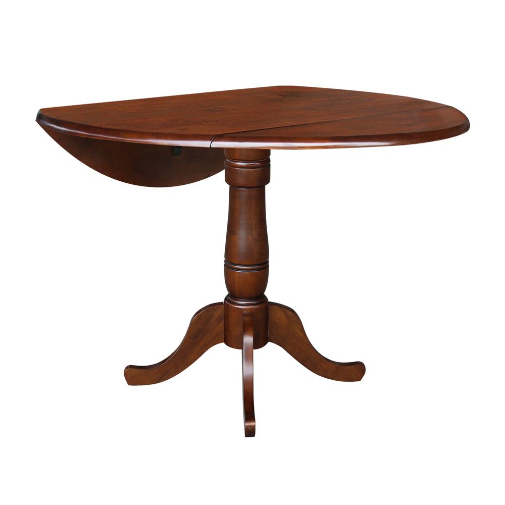 42" Round Pedestal Gathering Height Table with 2 Counter Height Stools. Picture 5