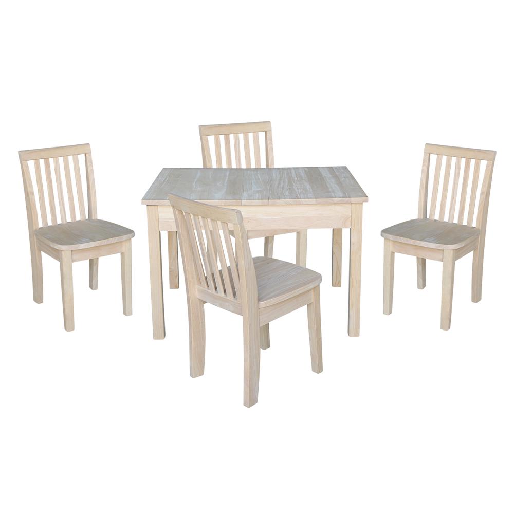 Table With 4 Mission Juvenile Chairs, Unfinished. Picture 3