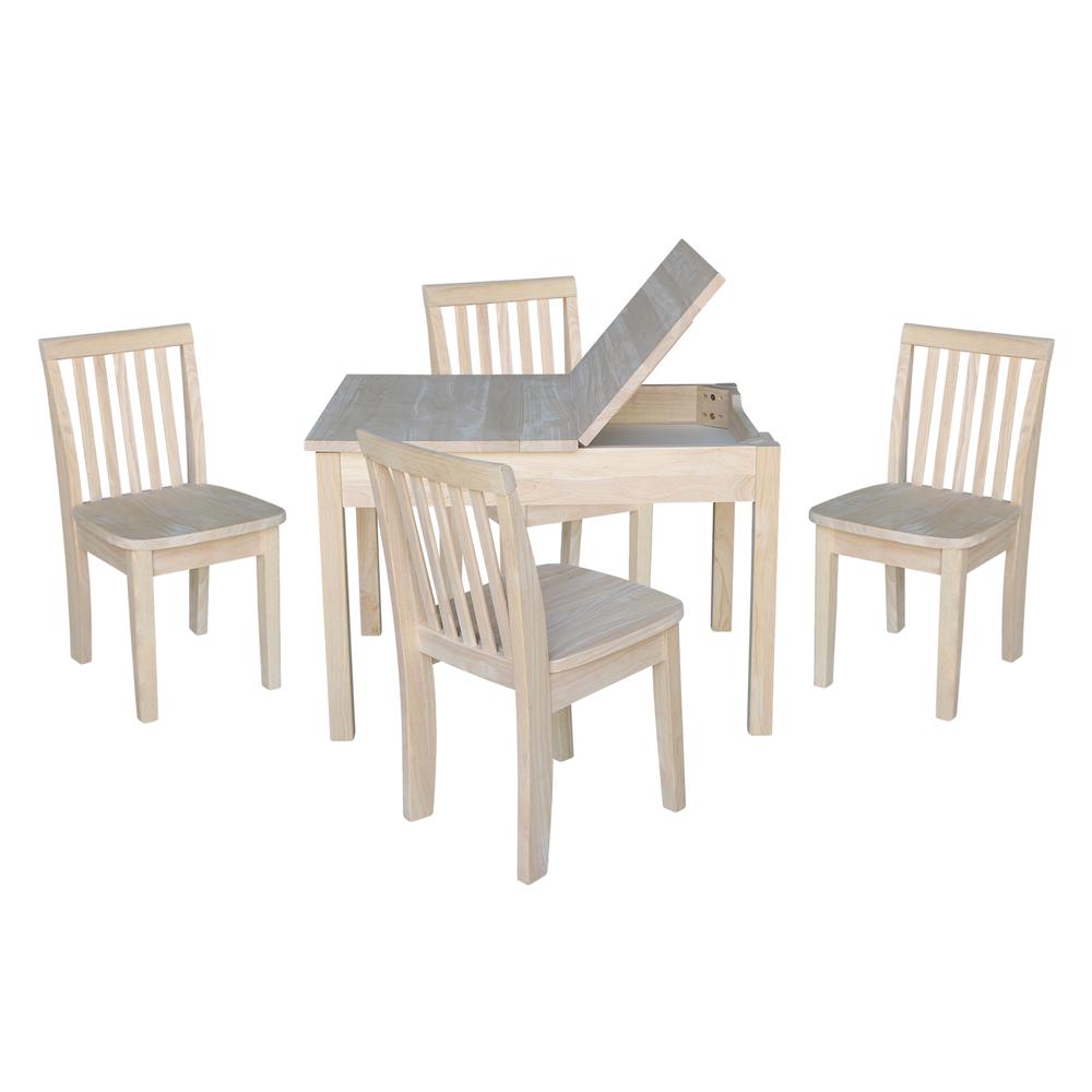 Table With 4 Mission Juvenile Chairs, Unfinished. Picture 1