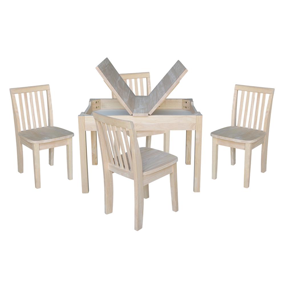 Table With 4 Mission Juvenile Chairs, Unfinished. Picture 2