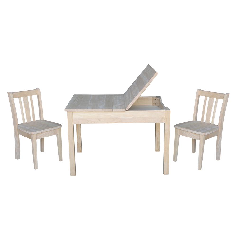 Table With 2 San Remo Juvenile Chairs, Unfinished. Picture 1