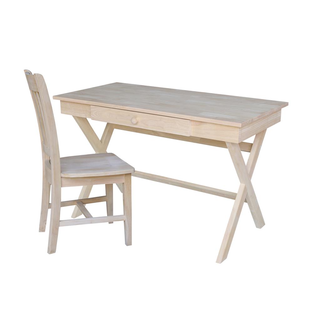 Cross Leg Desk With Chair, Unfinished. Picture 2