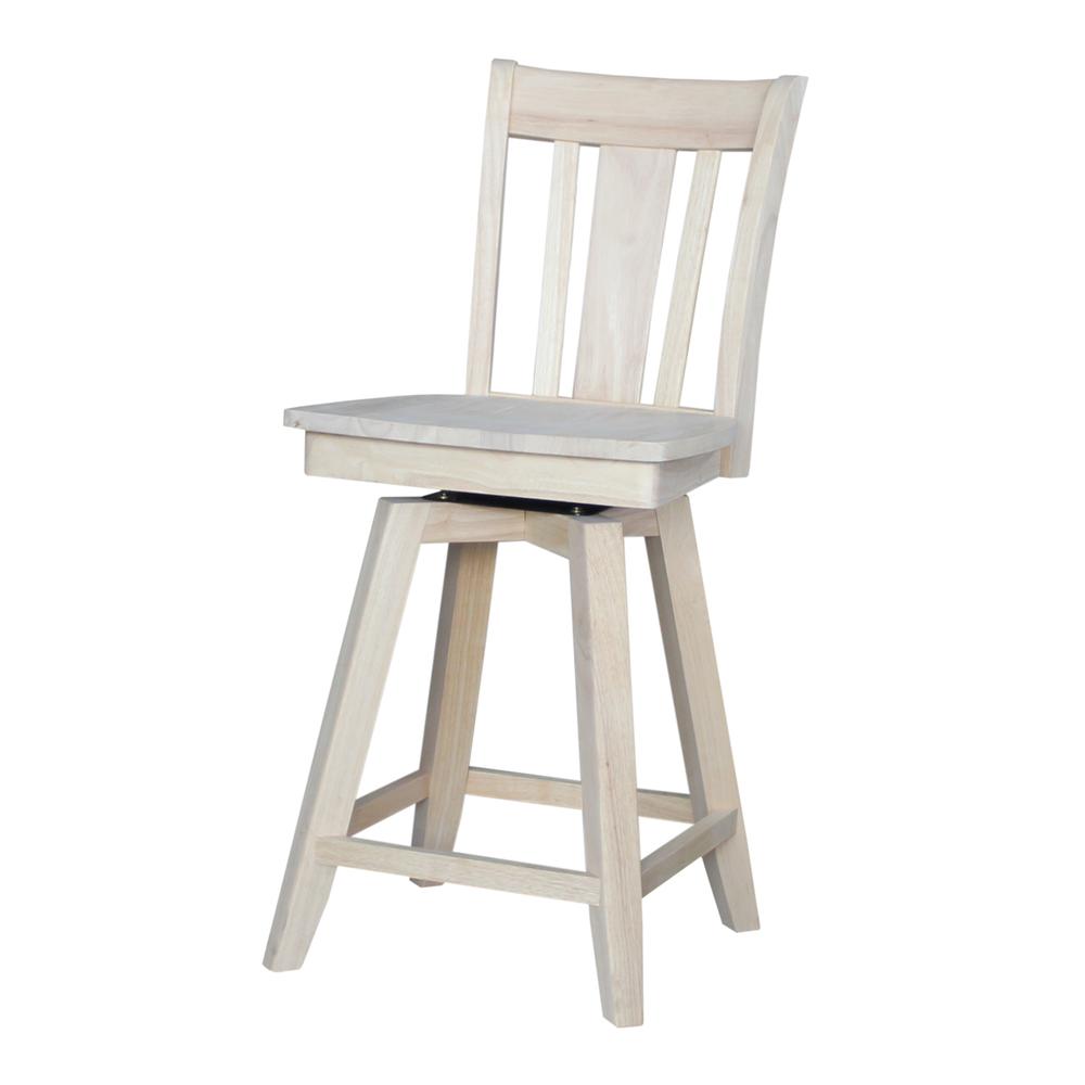 San Remo Counter height Stool - With Swivel And Auto Return - 24" Seat Height, Unfinished. Picture 1