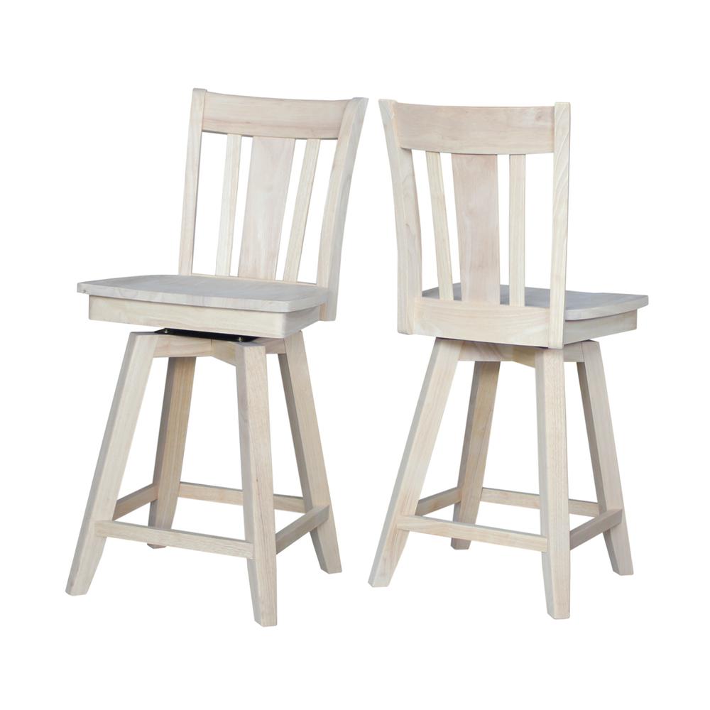 San Remo Counter height Stool - With Swivel And Auto Return - 24" Seat Height, Unfinished. Picture 2
