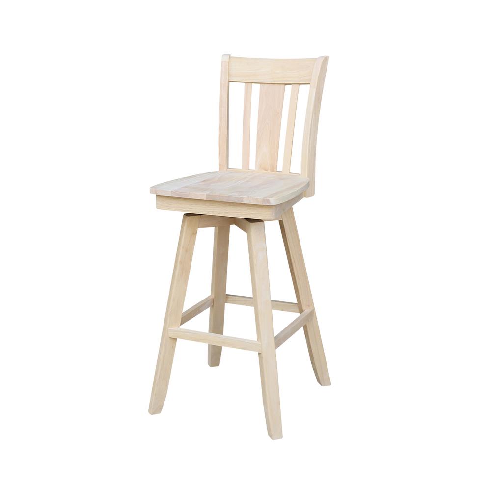 San Remo Bar height Stool - With Swivel And Auto Return -30." Seat Height, Unfinished. Picture 10