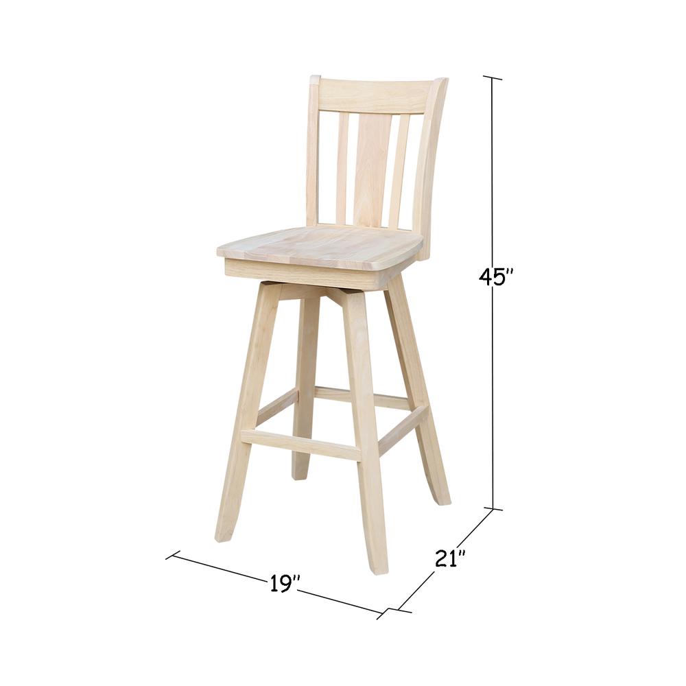 San Remo Bar height Stool - With Swivel And Auto Return -30." Seat Height, Unfinished. Picture 1