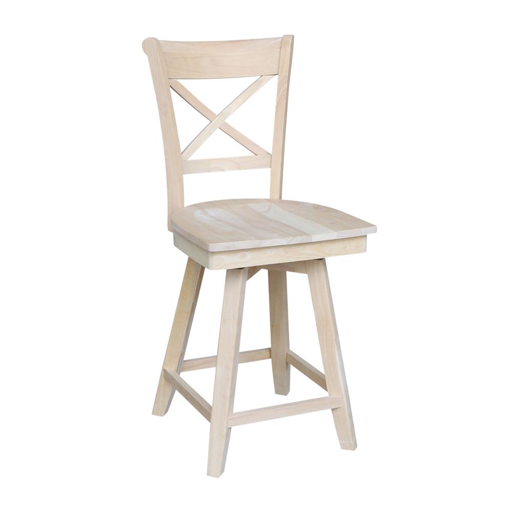Charlotte Counter height Stool - 24" Seat Height - With Swivel And Auto Return, Unfinished. Picture 3