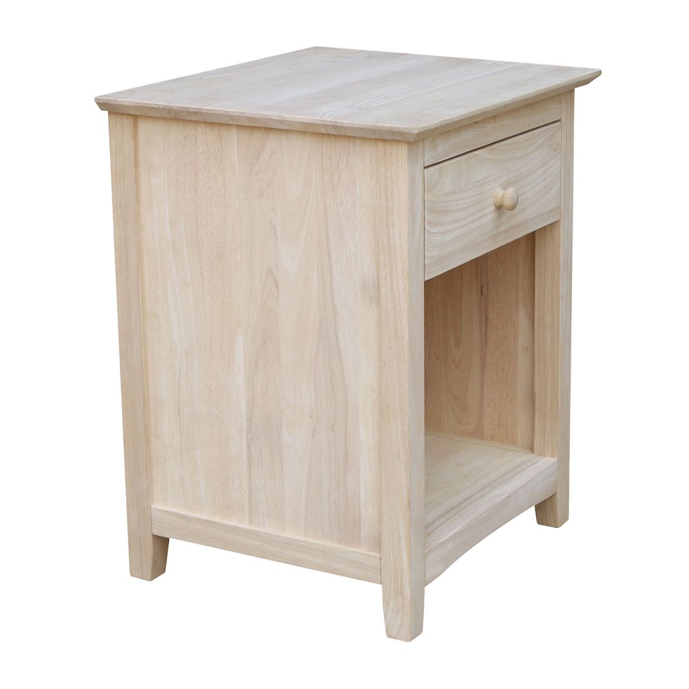Solid Wood 1-Drawer Nightstand, Unfinished Ready to Finish Bedside Table. Picture 4