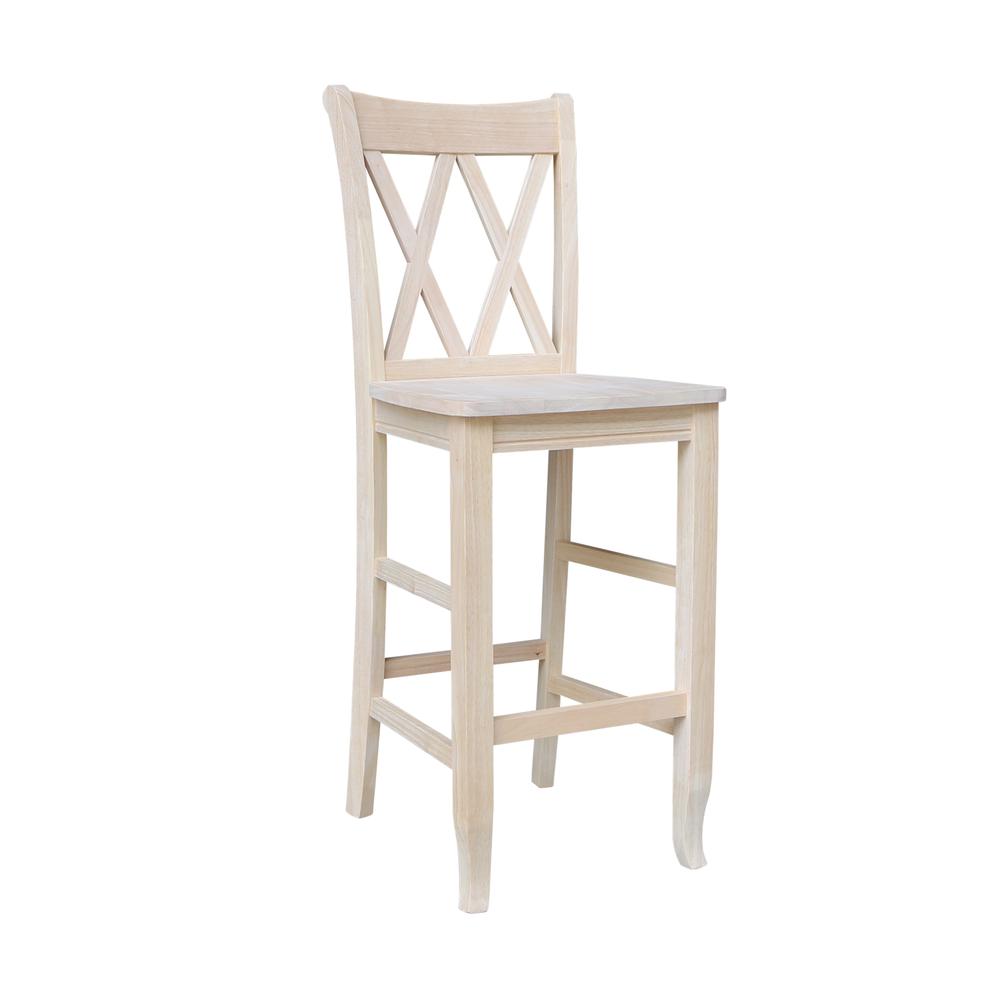 Double X-Back Bar height Stool - 30" Seat Height , Unfinished. Picture 8