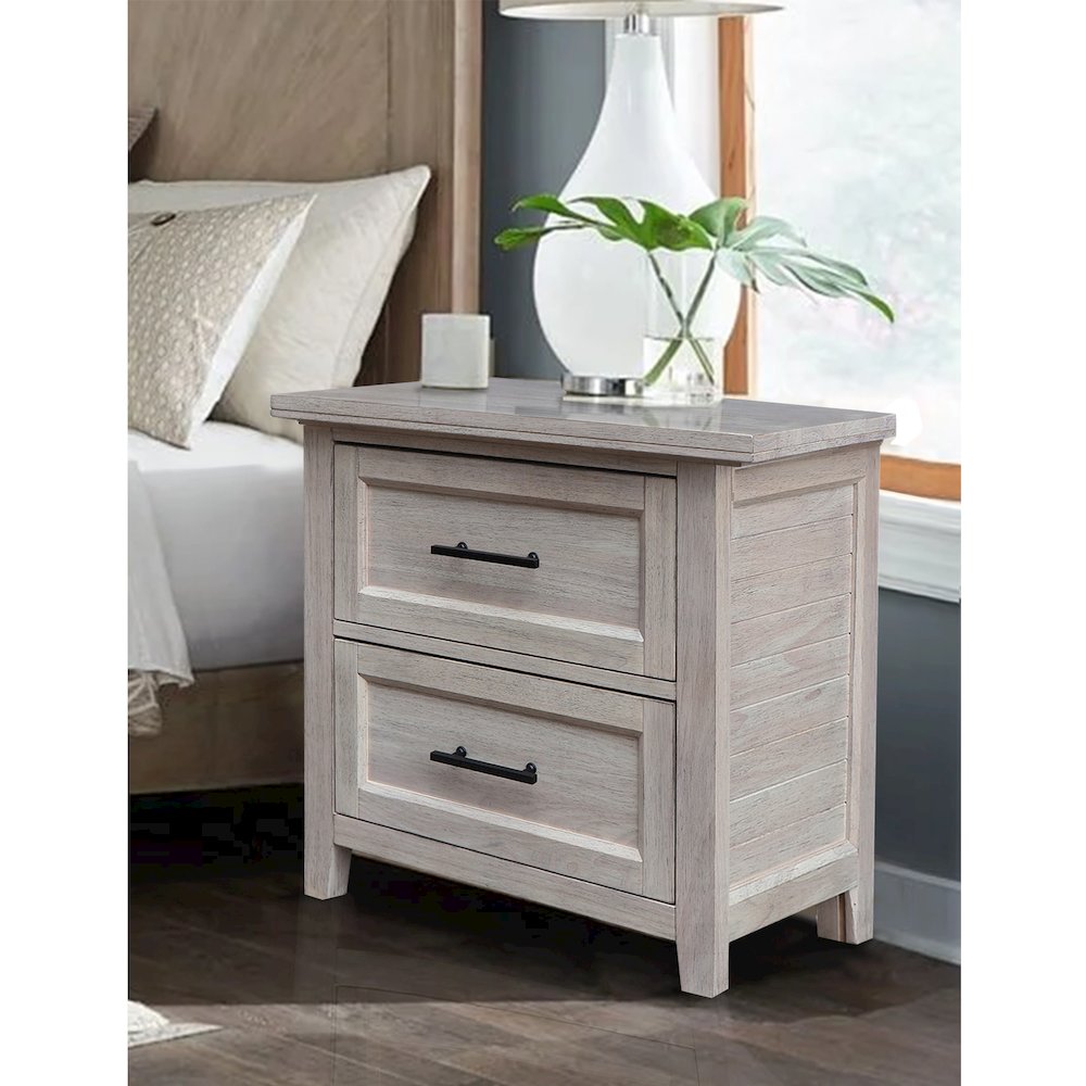 2-Drawer Nightstand, Extra-Deep Macchiato Brown Bedside Chest. Picture 2
