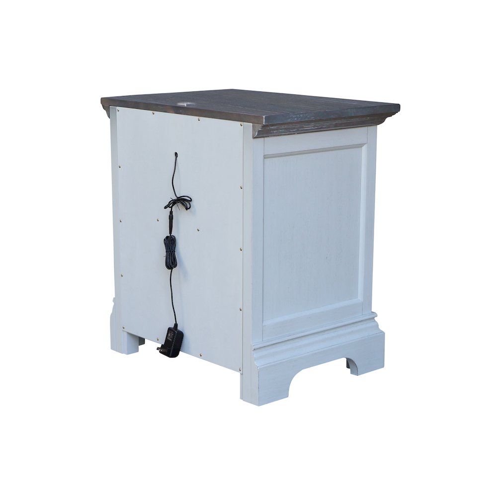 2-Drawer Nightstand with USB Charging, Mist & Heather Gray Bedside Table. Picture 6
