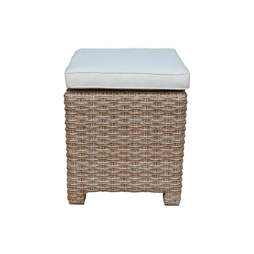 Outdoor Set of Two Wicker Stools with Cushions, Natural. Picture 3