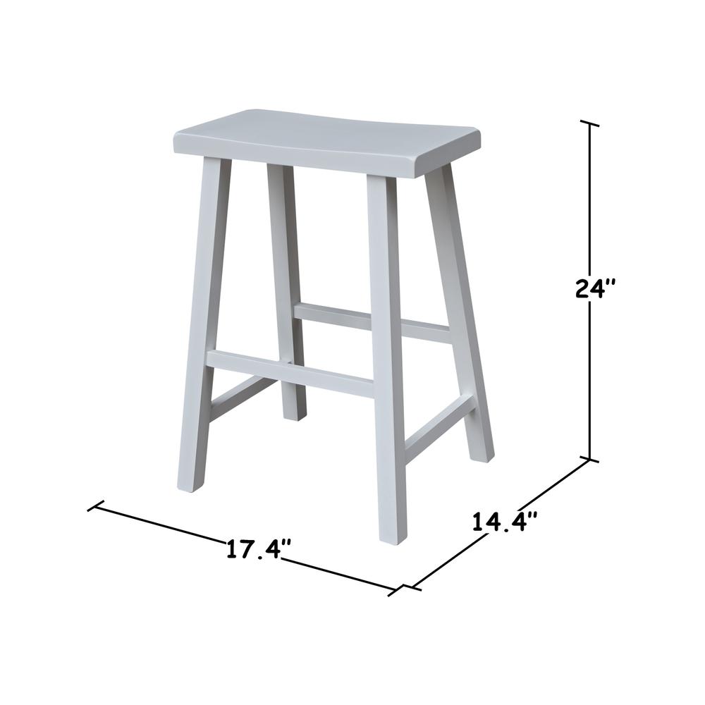 Saddle Seat Counter Height Stool in White with 24 in. Seat Height. Picture 5