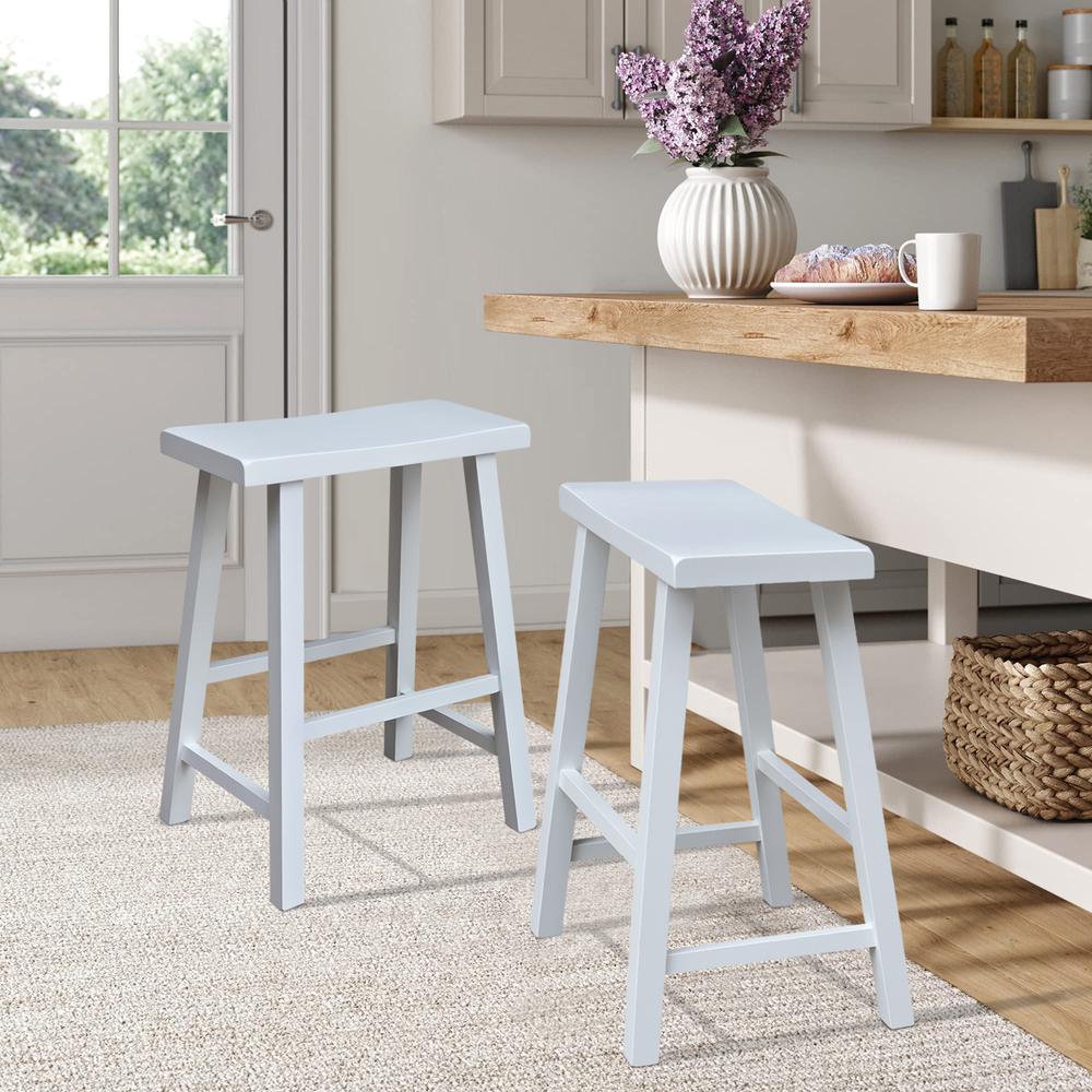 Saddle Seat Counter Height Stool in White with 24 in. Seat Height. Picture 2