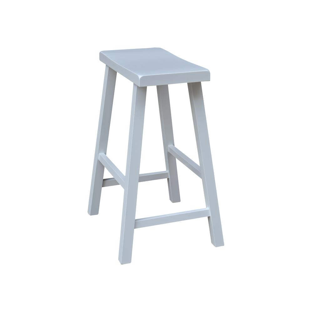 Saddle Seat Counter Height Stool in White with 24 in. Seat Height. Picture 1