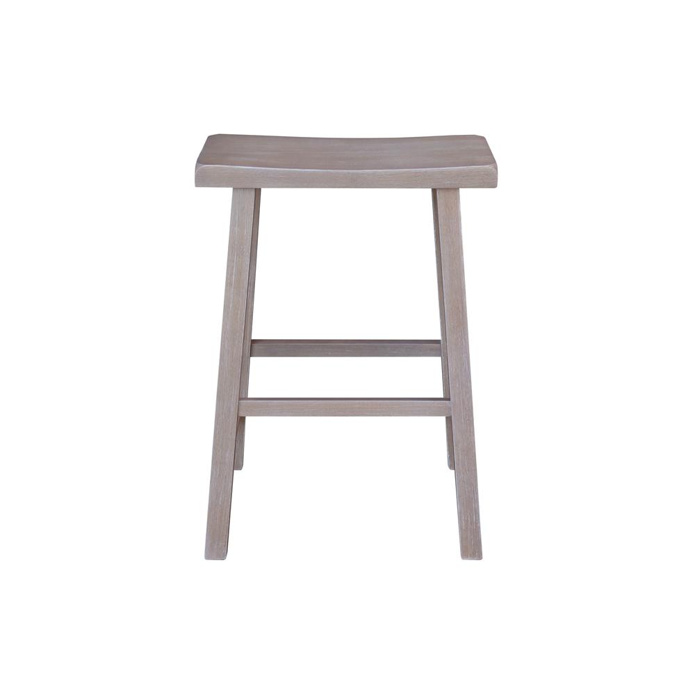 Saddle Seat Counter Height Stool in Washed Gray Taupe with 24 in. Seat Height. Picture 3