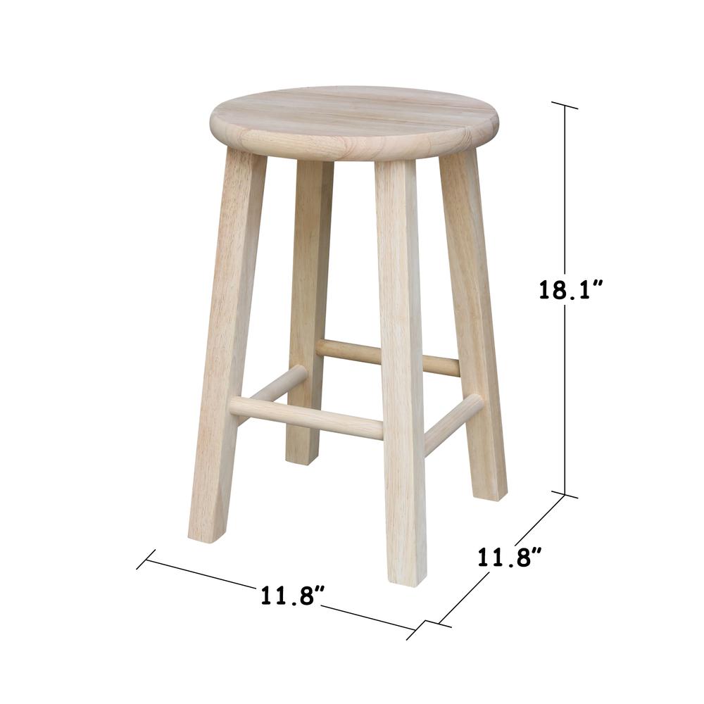 Round Top Stool - 18" Seat Height, Unfinished. Picture 1