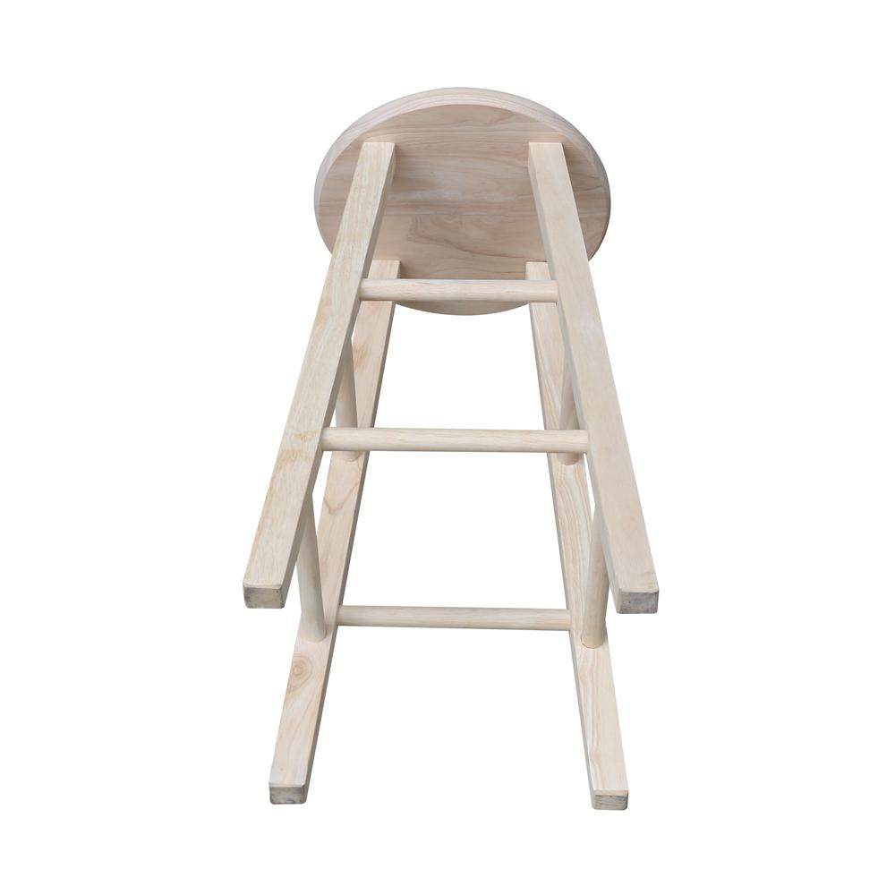 Round Top Stool - 24" Seat Height, Unfinished. Picture 4