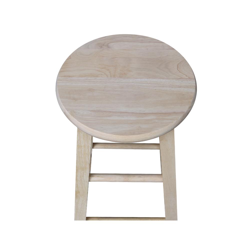 Round Top Stool - 24" Seat Height, Unfinished. Picture 5