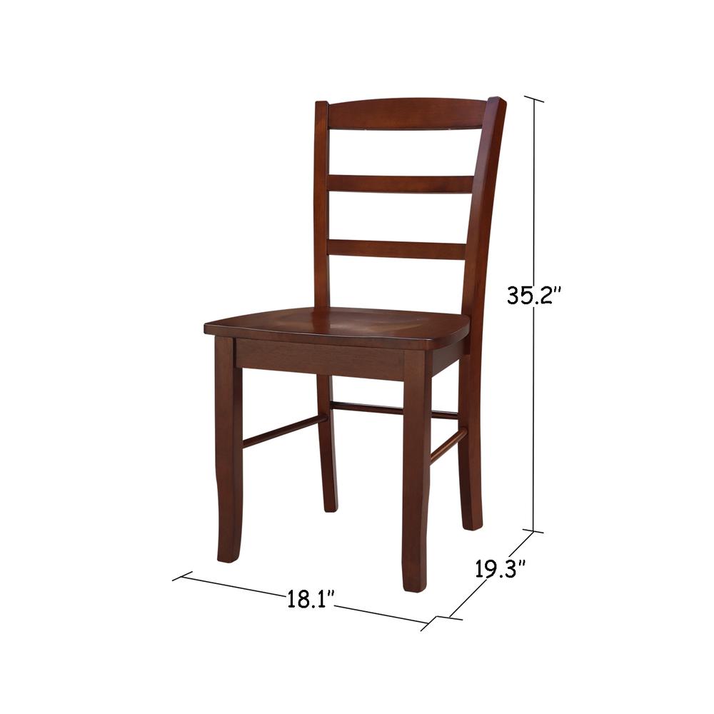 Set of Two Madrid Ladderback Chairs, Espresso. Picture 9