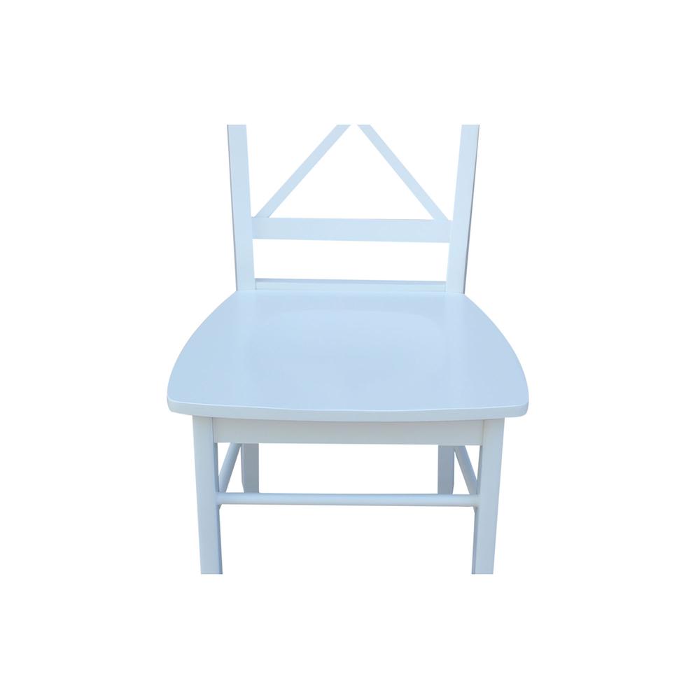 Set of Two X-Back Chairs with Solid Wood Seats , White. Picture 2