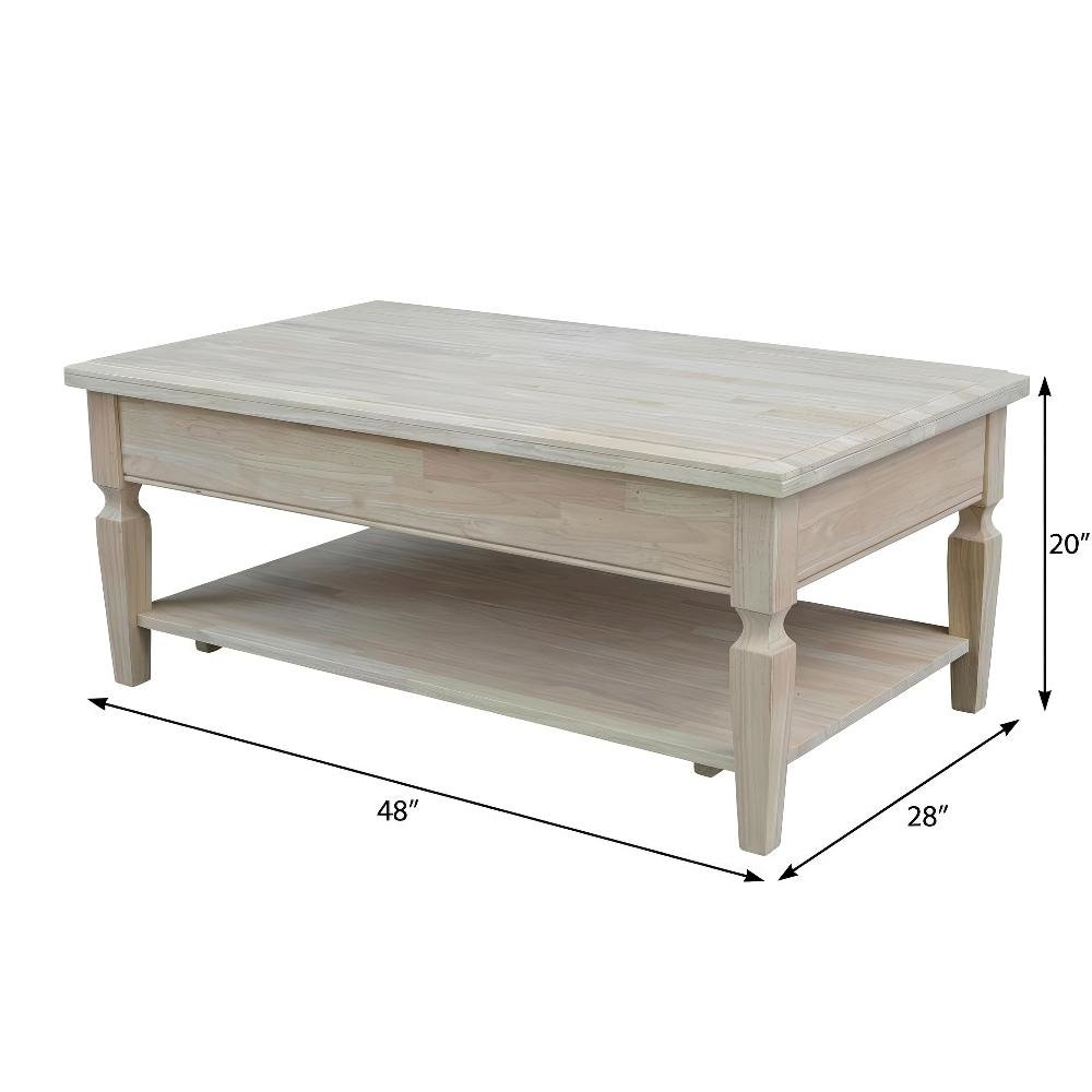 Unfinished Hardwood Coffee Table with Durable Build and Easy Care Instructions. Picture 4