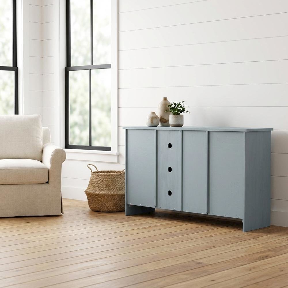 Ocean Blue Hardwood Entertainment Stand with 2 Doors. Picture 2