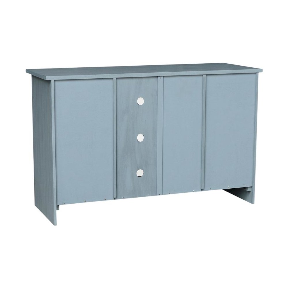 Ocean Blue Hardwood Entertainment Stand with 2 Doors. Picture 1