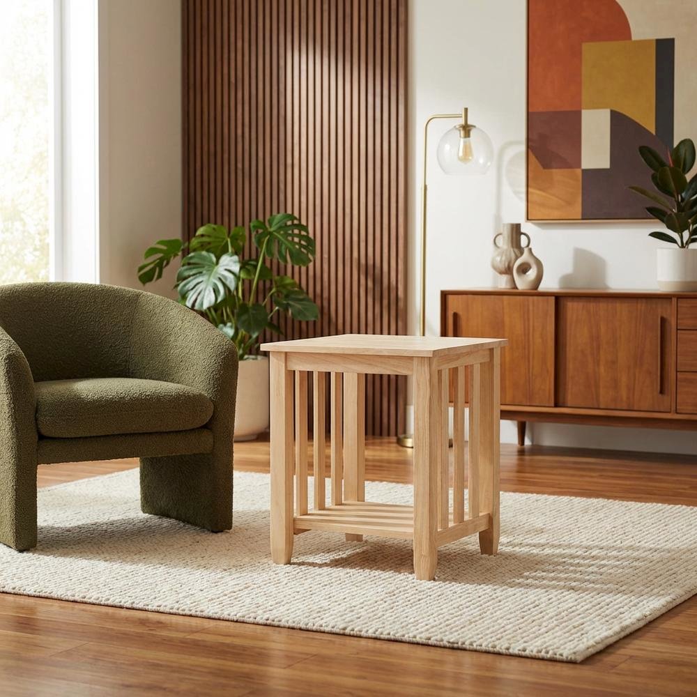 Unfinished Tall End Table with Stylish Contemporary Design. Picture 2