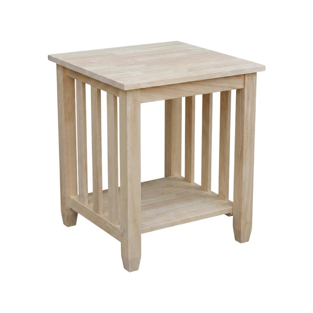 Unfinished Tall End Table with Stylish Contemporary Design. Picture 1