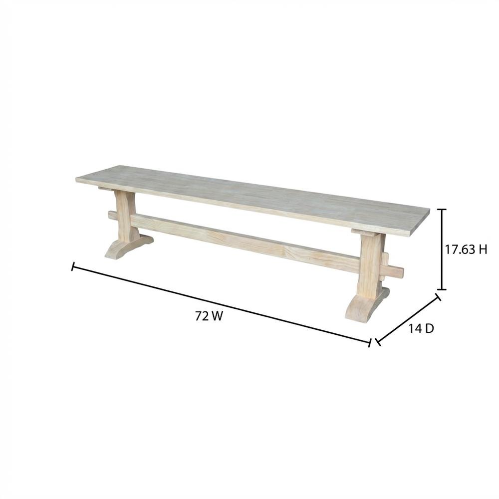 Unfinished Trestle Bench with Sturdy Construction and Wipe Clean Finish. Picture 7
